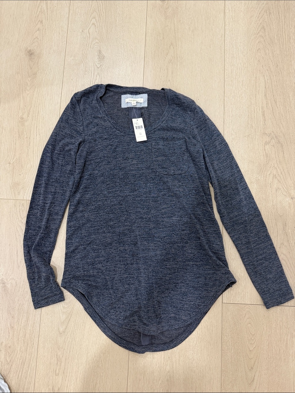Anthropologie Pure + Good Heathered Blue Scoop Neck Tee XS